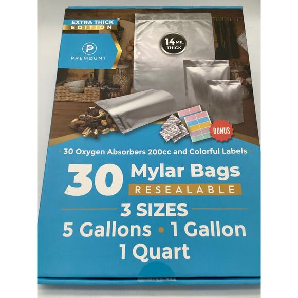 Premont mylar bags, 30 oxygen absorbers and colorful labels. .B132 B133 - Picture 3 of 5